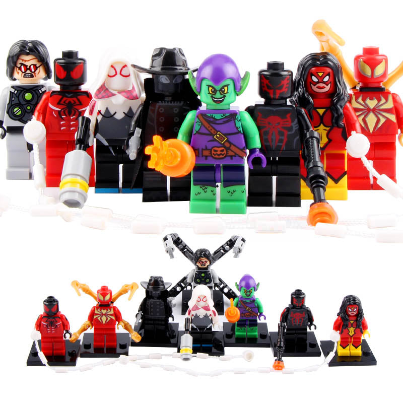 Green Goblin Spider-Woman Spider-Man 2099 Iron Spider Dr Octopus Marvel Superhero Custom Brick Compatible Minifigure Toy