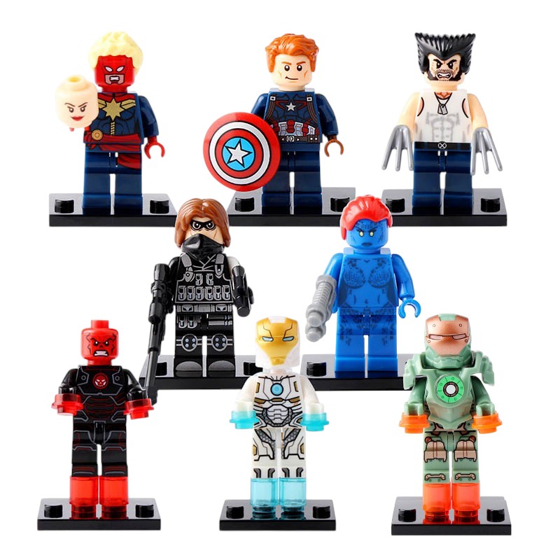 Iron Man Mystique Iron Skull Captain Marvel Winter Soldier Wolverine Marvel Universe Custom Brick Based Minifigure Toy