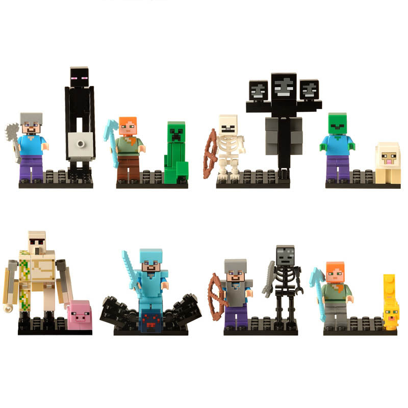 Iron Golem Pig Steve Variants Alex Variants Wither Skeleton Creeper Zombie Sheep Minecraft Custom Brick Compatible Minifigure Toy