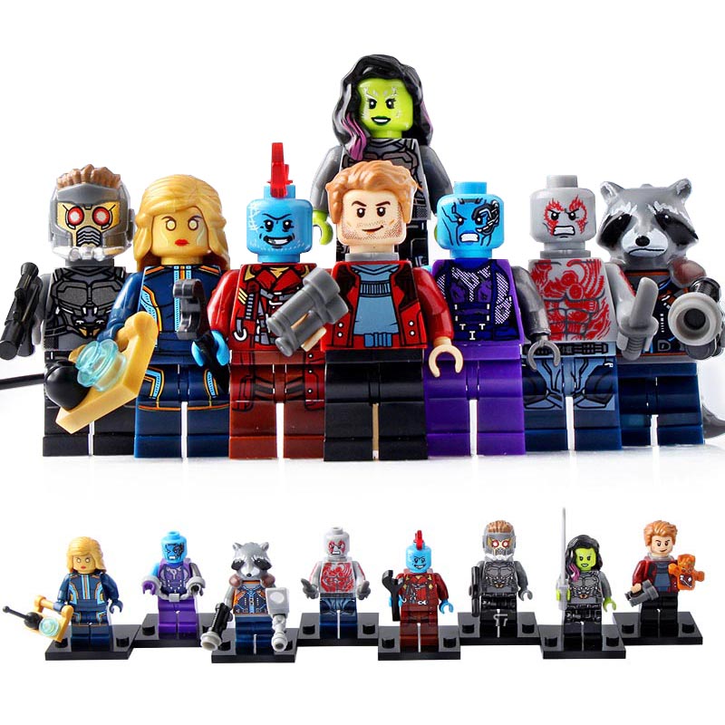Star-Lord Ayesha Yondu Udonta Drax the Destroyer Nebula Gamora MCU Guardians of the Galaxy Vol 2 Custom Brick Based Minifigure Toy