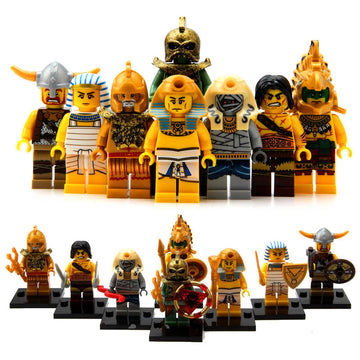 Pharaoh Atlantis Portal Emperor Aztec Warrior Mummy Viking Barbarian Poseidon Statue Custom Brick Compatible Minifigure Toy