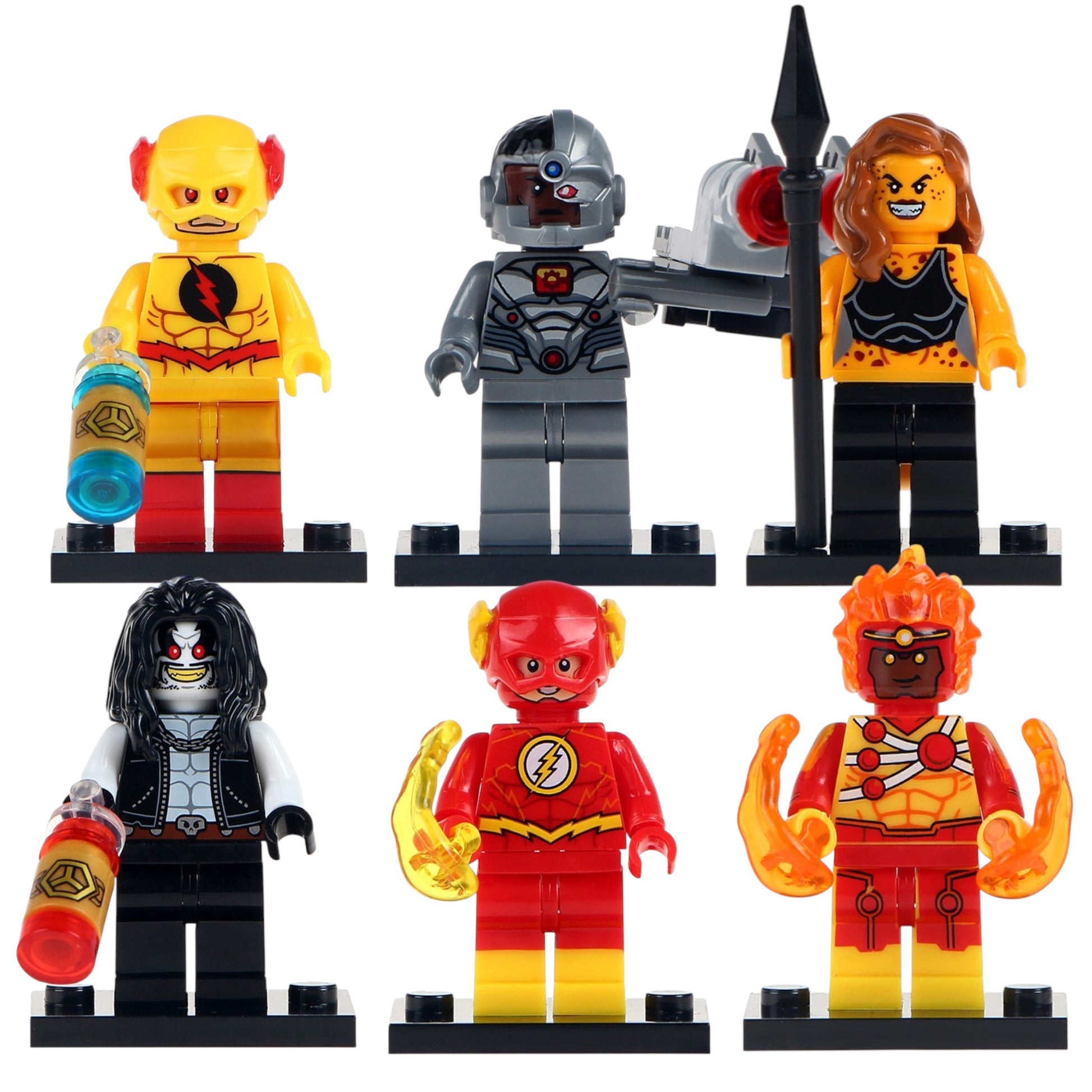 Flash Cyborg Firestorm Cheetah Lobo Cheetah DC Super Heroes Custom Brick Compatible Minifigure Toy