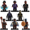 T'Challa W'Kabi Erik Killmonger Shuri M'Baku Golden Jaguar MCU Black Panther (2018) Custom Brick Based Minifigure Toy