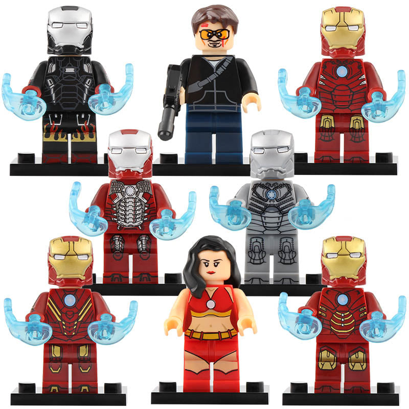 Iron Man Mk 2 Mk 4 Mk 5 Mk 8 Mk 22 Stark Expo Dancer MCU Iron Man 3 (2013) Custom Brick Compatible Minifigure Toy