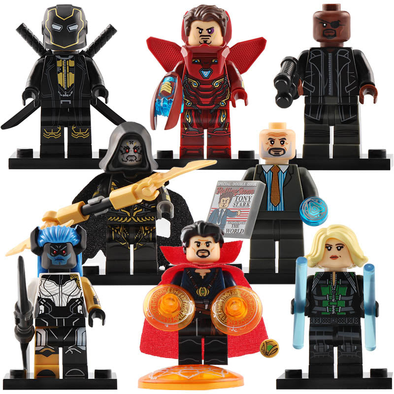 Obadiah Stane Doctor Strange Iron Man Mk 50 Ronin Black Widow Corvus Glaive MCU Superhero Custom Brick Based Minifigure Toy