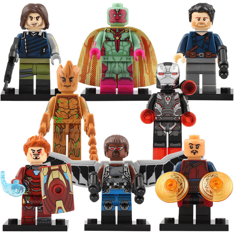 Iron Man Mk 50 Falcon Bucky Barnes Winter Soldier War Machine MCU Avengers Infinity War (2018) Custom Brick Based Minifigure Toy