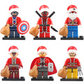 Tony Stark Wolverine Thor Deadpool Captain America Spider-Man Christmas Edition Custom Brick Based Minifigure Toy