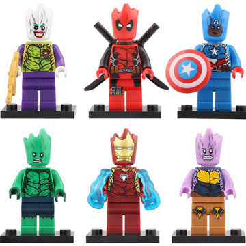 Groot Hybrid Iron Man Thanos Captain America Hulk Joker Deadpool Marvel Super Heroes Custom Brick Compatible Minifigure Toy
