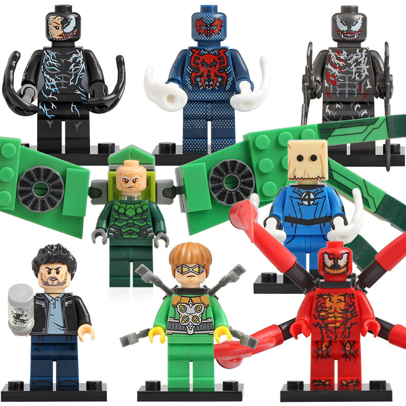 Eddie Brock Riot Venom Carnage Spider-man Vulture Marvel Comics The Amazing Spider-Man Custom Brick Based Minifigure Toy