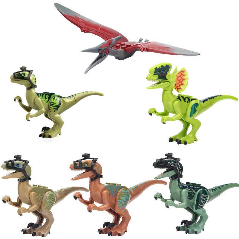 Velociraptor Pteranodon Dilophosaurus Jurassic World Dinosaur Custom Brick Compatible Minifigure Toy