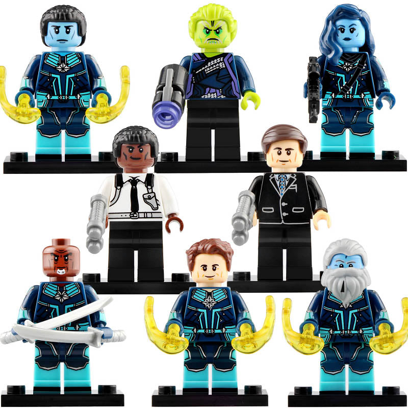 Minn-Erva Talos Agent Coulson Yon-Rogg Korath the Pursuer Bron-Char Att-Lass MCU Captain Marvel (2019) Custom Brick Compatible Minifigure Toy