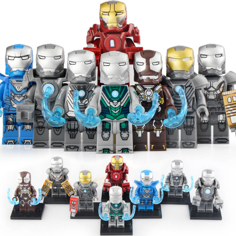 Iron Man Armor Mk 24 Mk 25 Mk 29 30 Mk 31 Mk 32 Mk 34 Mk 35 MCU Iron Man 3 (2013) Custom Brick Based Minifigure Toy