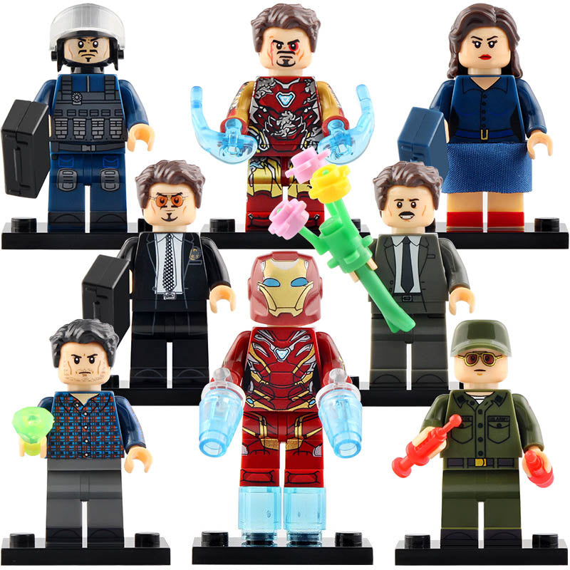 Tony Stark Bruce Banner Iron Man Mk 49 Steve Rogers Agent Carter MCU Super Heroes Custom Brick Based Minifigure Toy