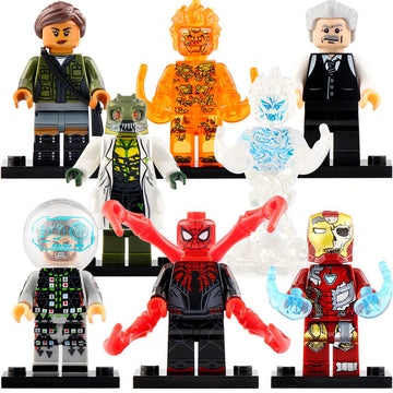 Lizard Fire Elemental MJ Wind Elemental Iron Man J. Jonah Jameson Mysterio MCU Spider-Man Far From Home 2019 Custom Brick Compatible Minifigure Toy