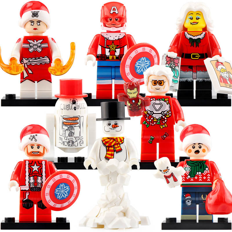 Phoenix Captain America Snowman Iron Man R2-D2 Snowman Woman Kid Christmas Themed Superheroes Custom Brick-Based Minifigure Toy