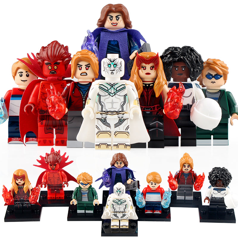 Scarlet Witch Billy Agatha Monica Tommy White Vision Wanda Mephisto MCU WandaVision (2021) Custom Brick Compatible Minifigure Toy
