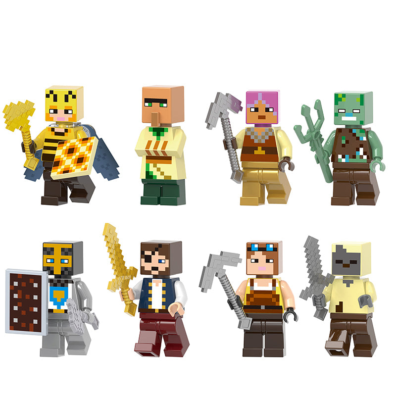 Minecraft Beekeeper Sand Villager Hunter Drowned Knight Pirate Husk Blacksmith Custom Brick Compatible Minifigure Toy