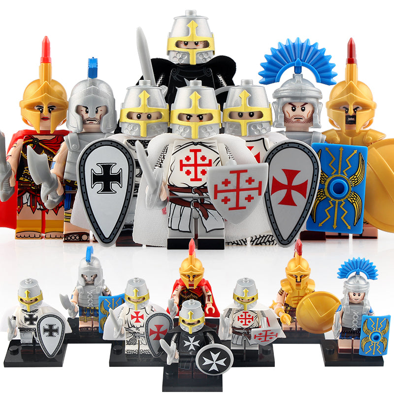 Spartan Warrior Roman Soldier Teutonic Hospitaller Templar Crusader Knights Medieval Castle Custom Brick Compatible Minifigure Toy