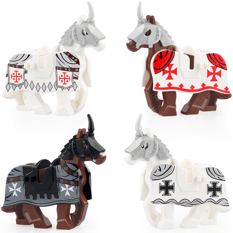 Medieval Castle Templar Hospitaller Teutonic Holy Sepulchre Knight Chargers Custom Brick Compatible Minifigure Toy