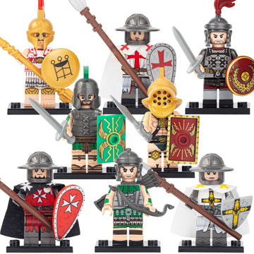 Ancient Rome Medieval Crusader Knights Gladiator Hoplite Legion Templar Hospitaller Teutonic Custom Brick Compatible Minifigure Toy