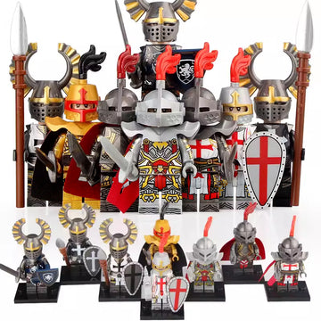 Medieval Castle Knights Templar Teutonic Hospitaller Empire Golden Warriors Custom Brick Compatible Minifigure Toy