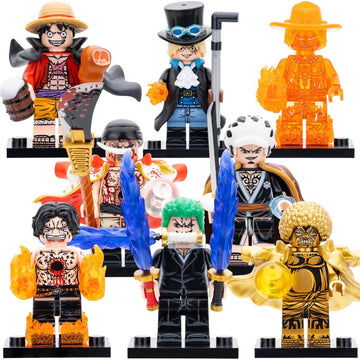 Anime One Piece Monkey D. Luffy Portgas D. Ace Sabo Edward Newgate Trafalgar Law Roronoa Zoro Sengoku Custom Brick Based Minifigure Toy