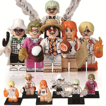 One Piece Anime Monkey D. Luffy Roronoa Zoro Sanji Usopp Nami Gild Tesoro Custom Brick Compatible Minifigure Toy