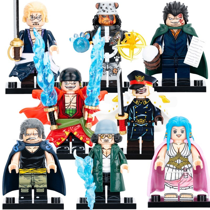 One Piece Anime Silvers Rayleigh Bartholomew Kuma Monkey D. Dragon Kuzan Benn Beckman Nefertari Vivi Roronoa Zoro Shiryu Brick Compatible Minifigure Toy