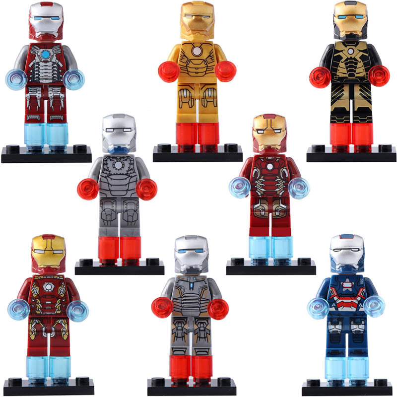 Iron Man Armor Mk 21 Midas Mk 5 Football Mk 41 Bones Mk 2 Iron Patriot MCU Iron Man 3 Custom Brick Based Minifigure Toy