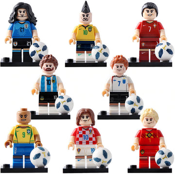 Ronaldo Messi Neymar Beckham Luiz Nazario De Bruyne Modric Cavani Professional Football Legends Custom Brick Compatible Minifigure Toy